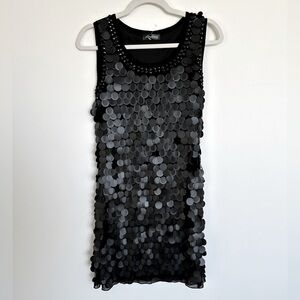 Primadonna Sequined Black Mini Tank Dress | Size Small